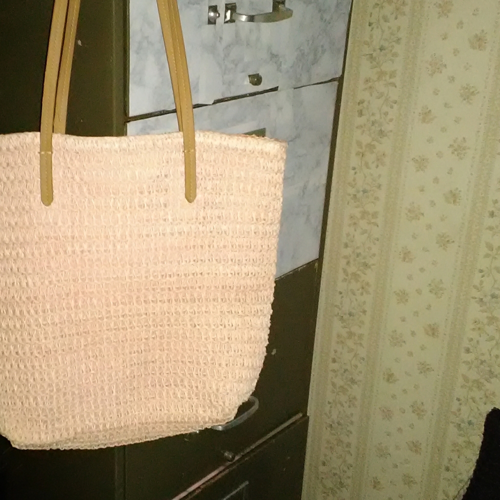Straw bag light pink
